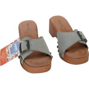 Muk Luks Cora Platform Slide Sandals Sage Nubuck Buckle Women US 7